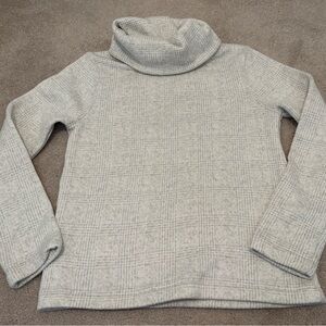 J. Crew Mercantile Women’s Small Light Gray Funnel Neck Fleece Plaid Pullover